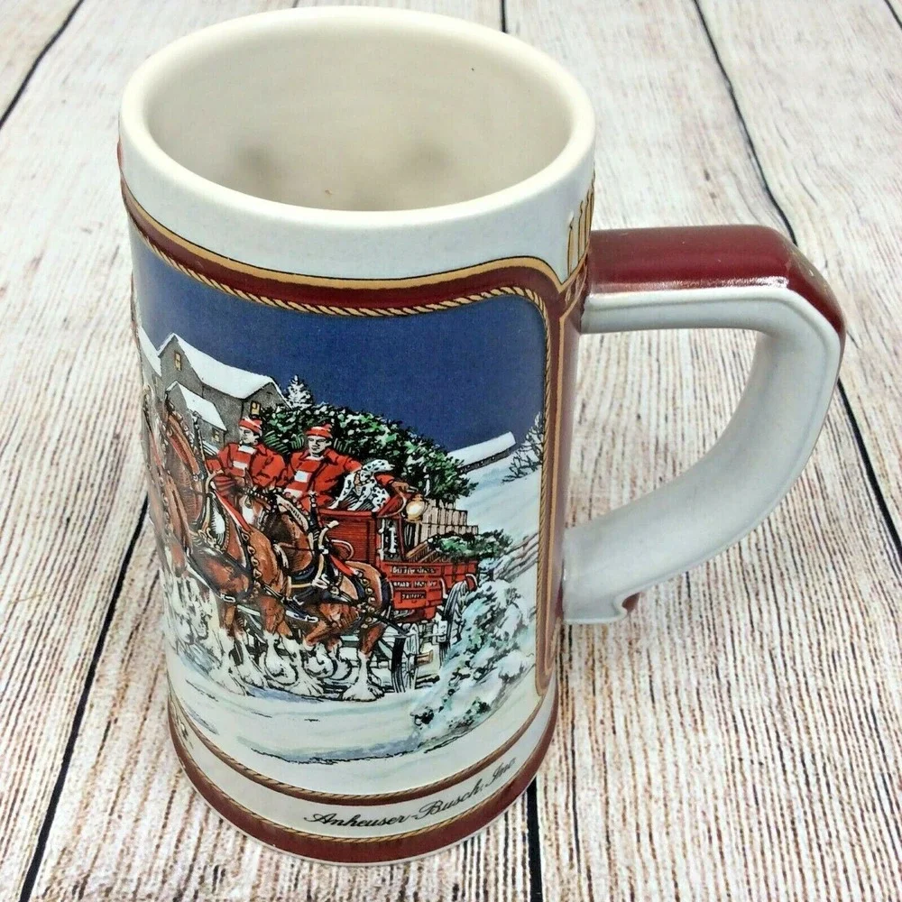 Vintage 1989 Budweiser Holiday Beer Stein Mug Clydesdale Collectors Series